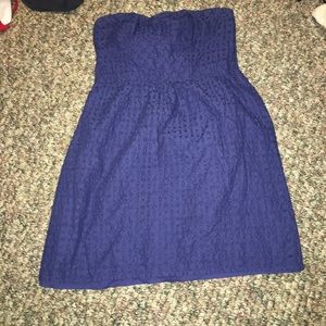 strapless blue dress